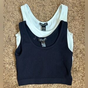 white and black padded top